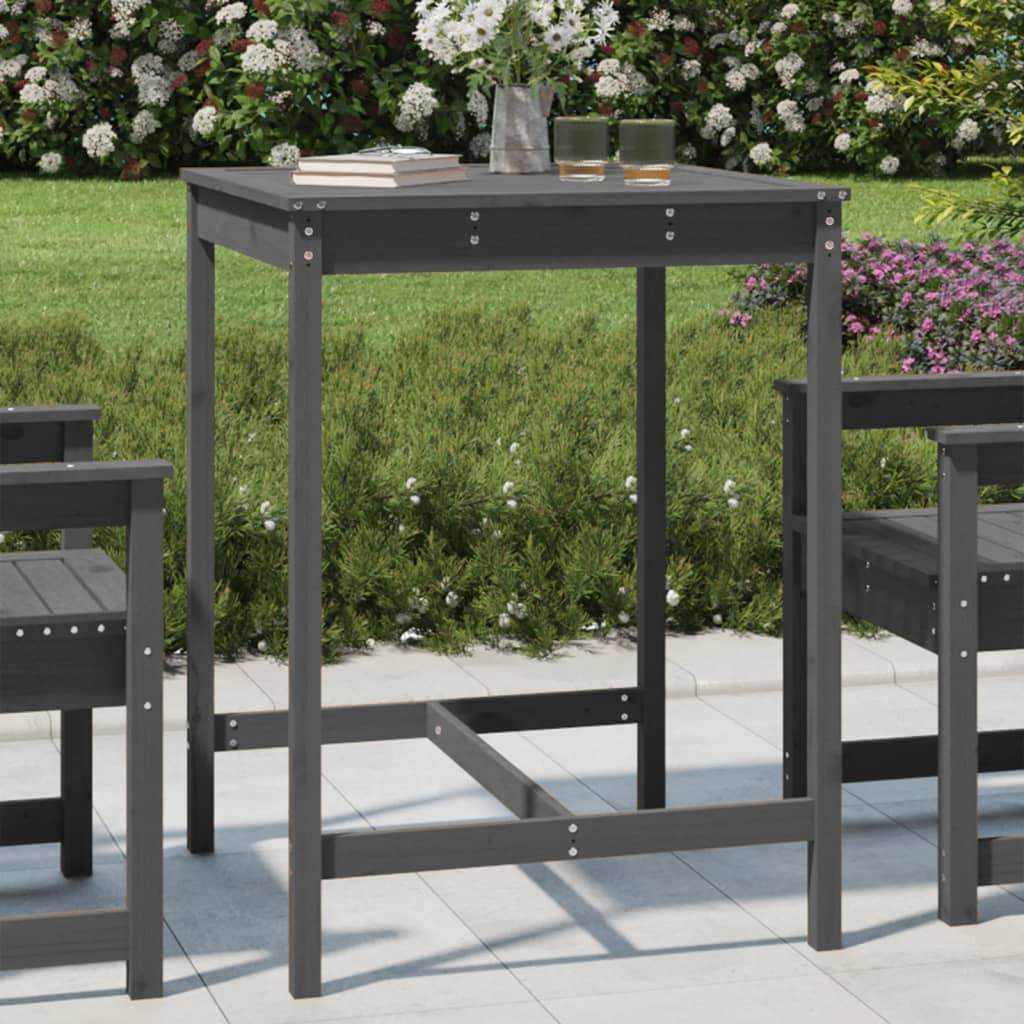 E-shop Multidom Záhradný stolík sivý 82,5x82,5x110 cm borovicový masív