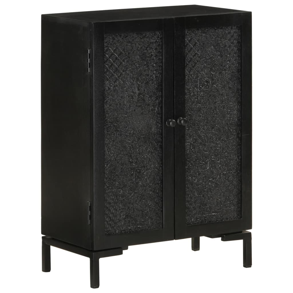 E-shop Multidom Komoda čierna 55x30x77 cm masívne mangovníkové drevo a železo