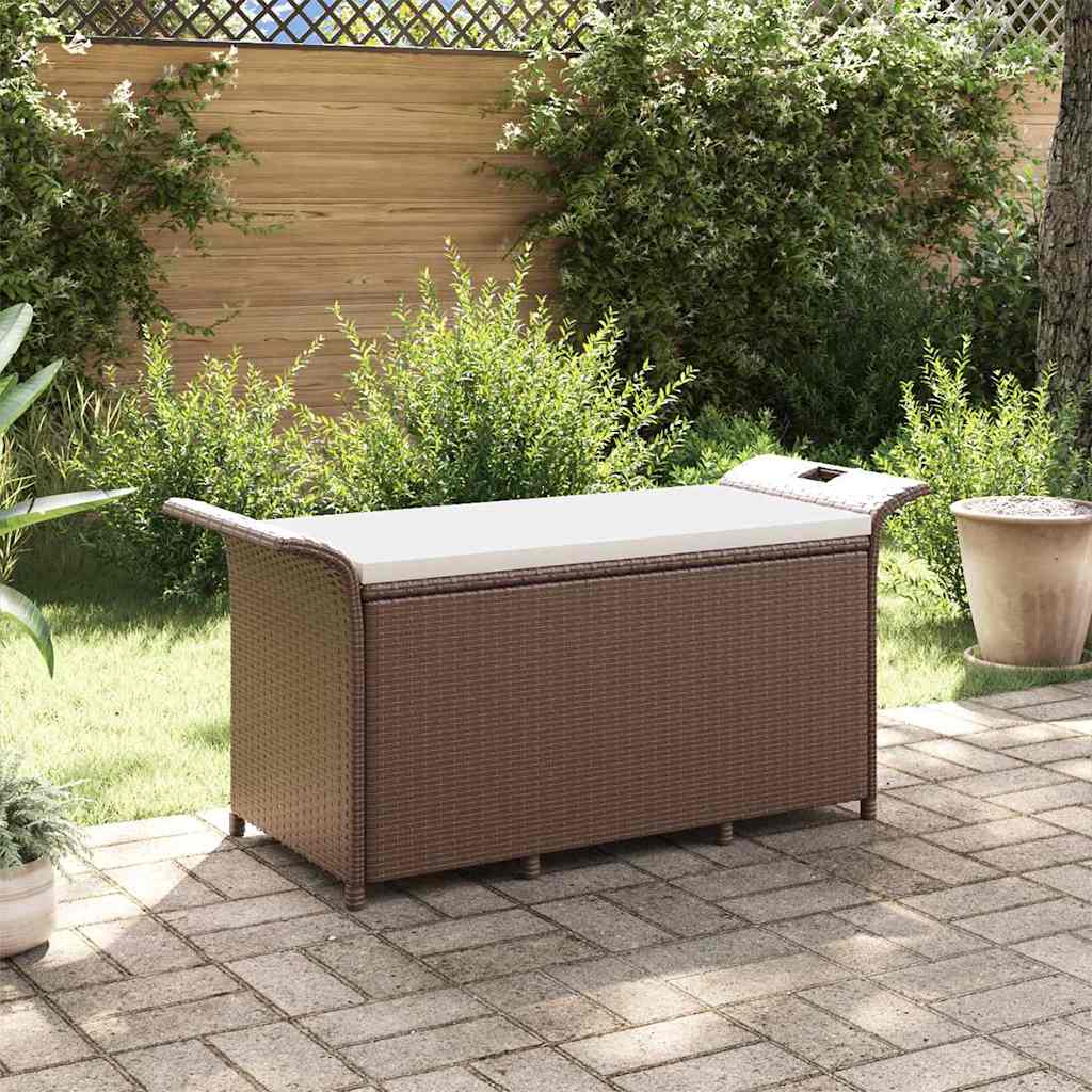 E-shop Multidom Záhradná lavička s vankúšmi hnedá 116x46x57 cm polyratan