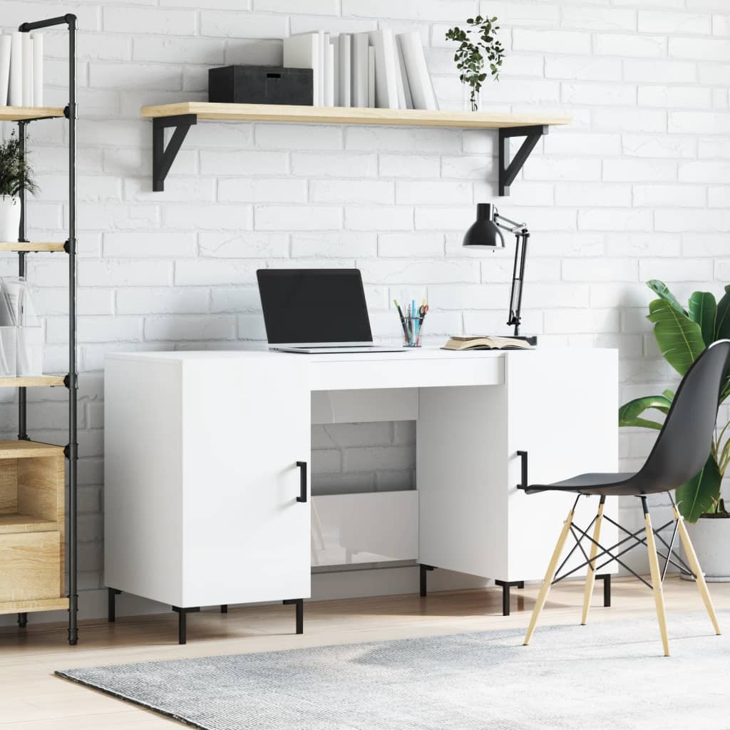 E-shop Multidom Stôl lesklý biely 140x50x75 cm spracované drevo