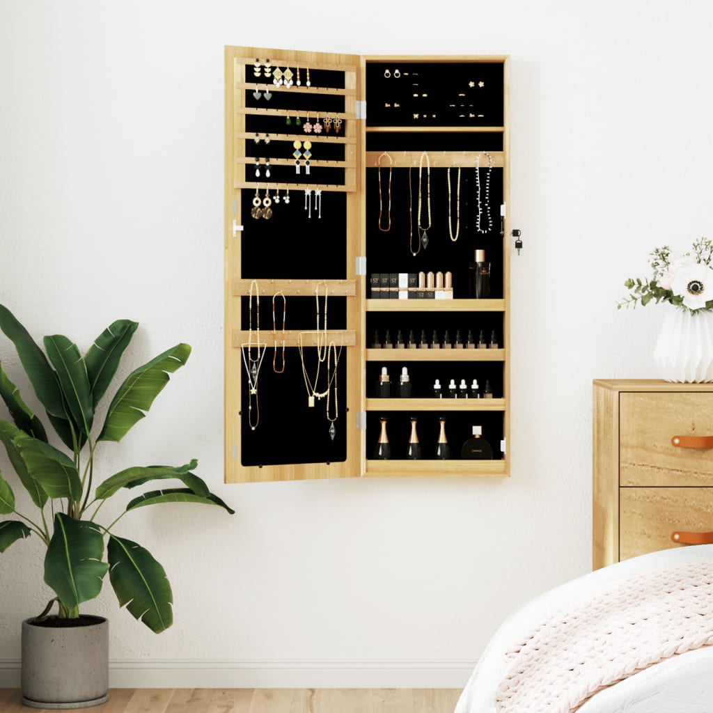 E-shop Multidom Zrkadlová skrinka na šperky nástenná 37,5x10x106 cm