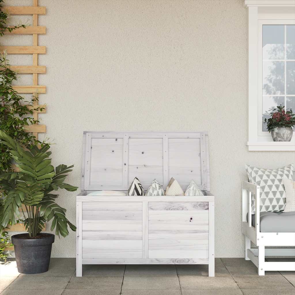 E-shop Multidom Záhradný úložný box biely 99x49,5x58,5 cm masívne jedľové drevo