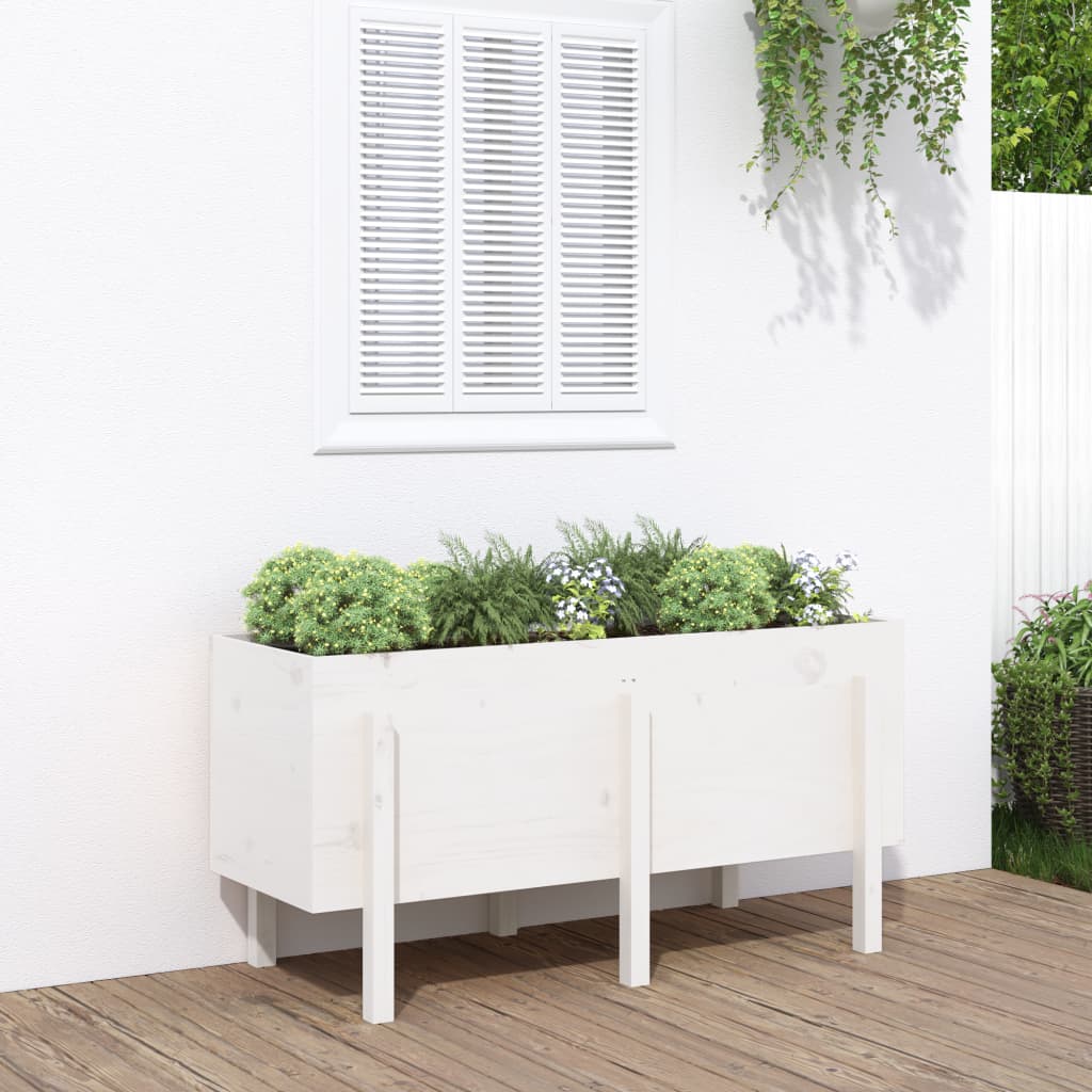 E-shop Multidom Záhradný vyvýšený záhon biely 121x50x57 cm masívna borovica
