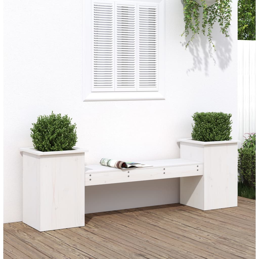 E-shop Multidom Kvetináčová lavica biela 184,5x39,5x56,5 cm masívna borovica