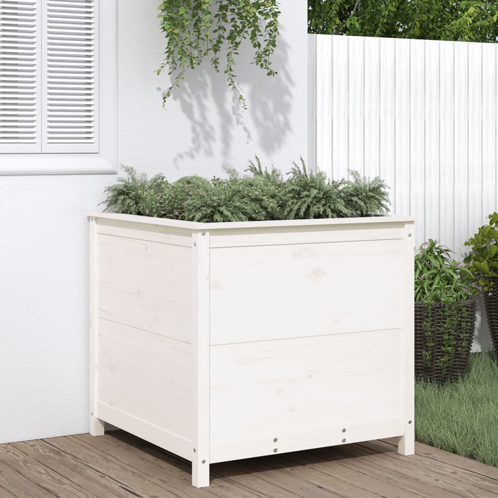 E-shop Multidom Záhradný kvetináč biely 82,5x82,5x78 cm borovicový masív