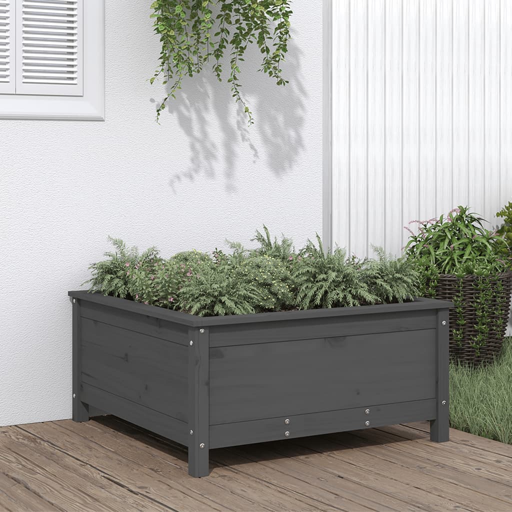 E-shop Multidom Záhradný kvetináč sivý 82,5x82,5x39 cm borovicový masív