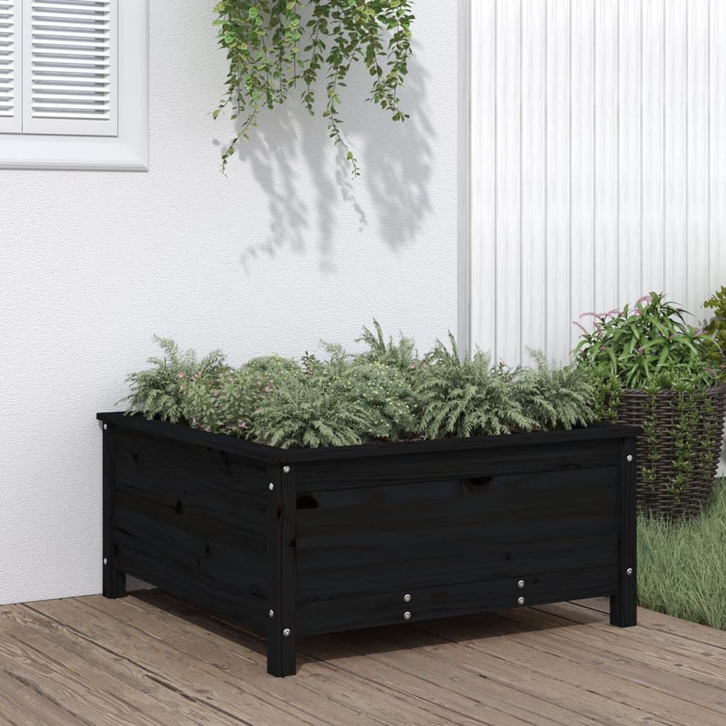 E-shop Multidom Záhradný kvetináč čierny 82,5x82,5x39 cm borovicový masív