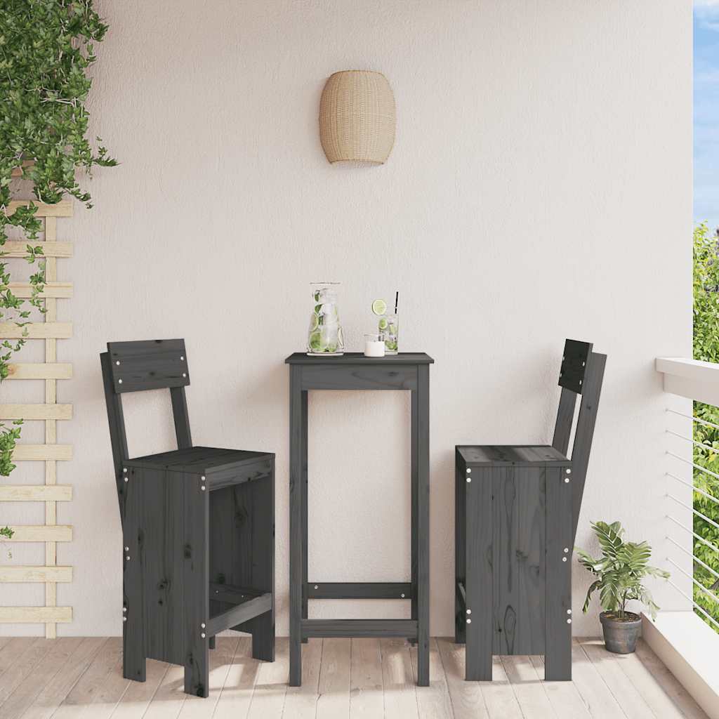 E-shop Multidom Barové stoličky 2 ks sivé 40x48,5x115,5 cm borovicový masív