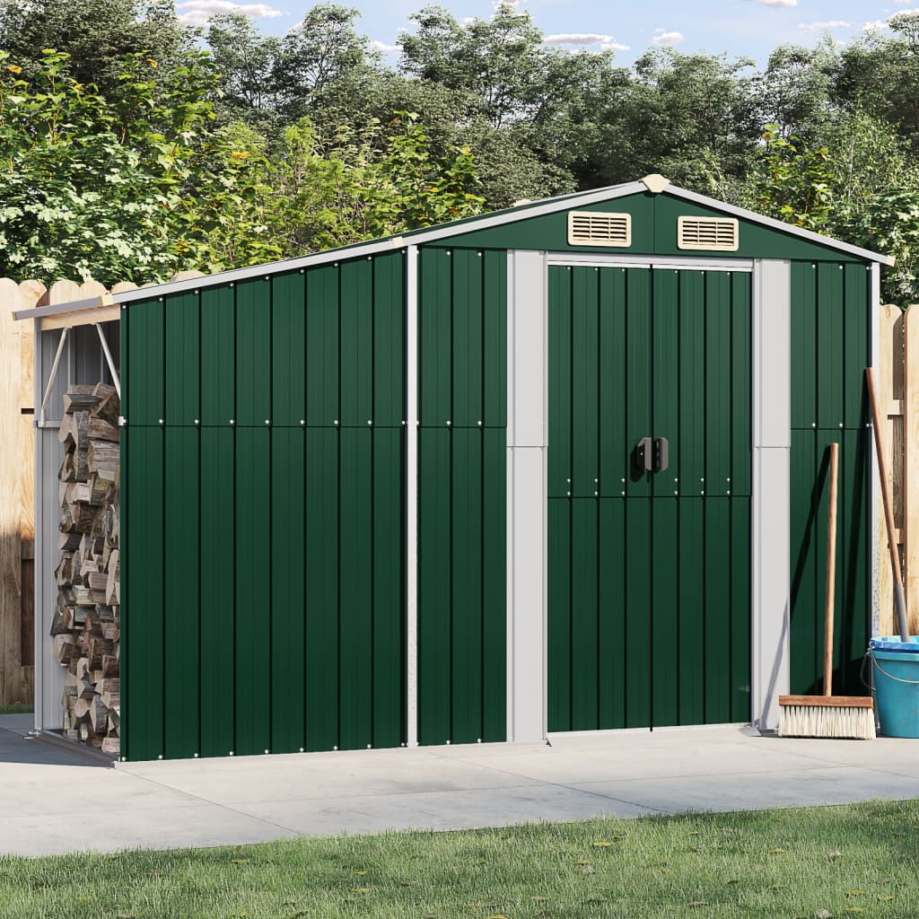 E-shop Multidom Záhradná kôlňa zelená 277x93x179 cm pozinkovaná oceľ