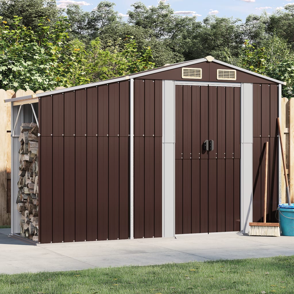E-shop Multidom Záhradná kôlňa hnedá 277x93x179 cm pozinkovaná oceľ