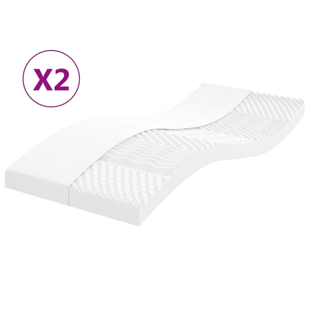 E-shop Multidom Penové matrace 2 ks biele 90x190 cm 7 zón tvrdosť 20 ILD