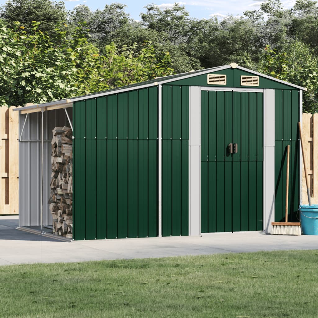E-shop Multidom Záhradná kôlňa zelená 277x192,5x179 cm pozinkovaná oceľ
