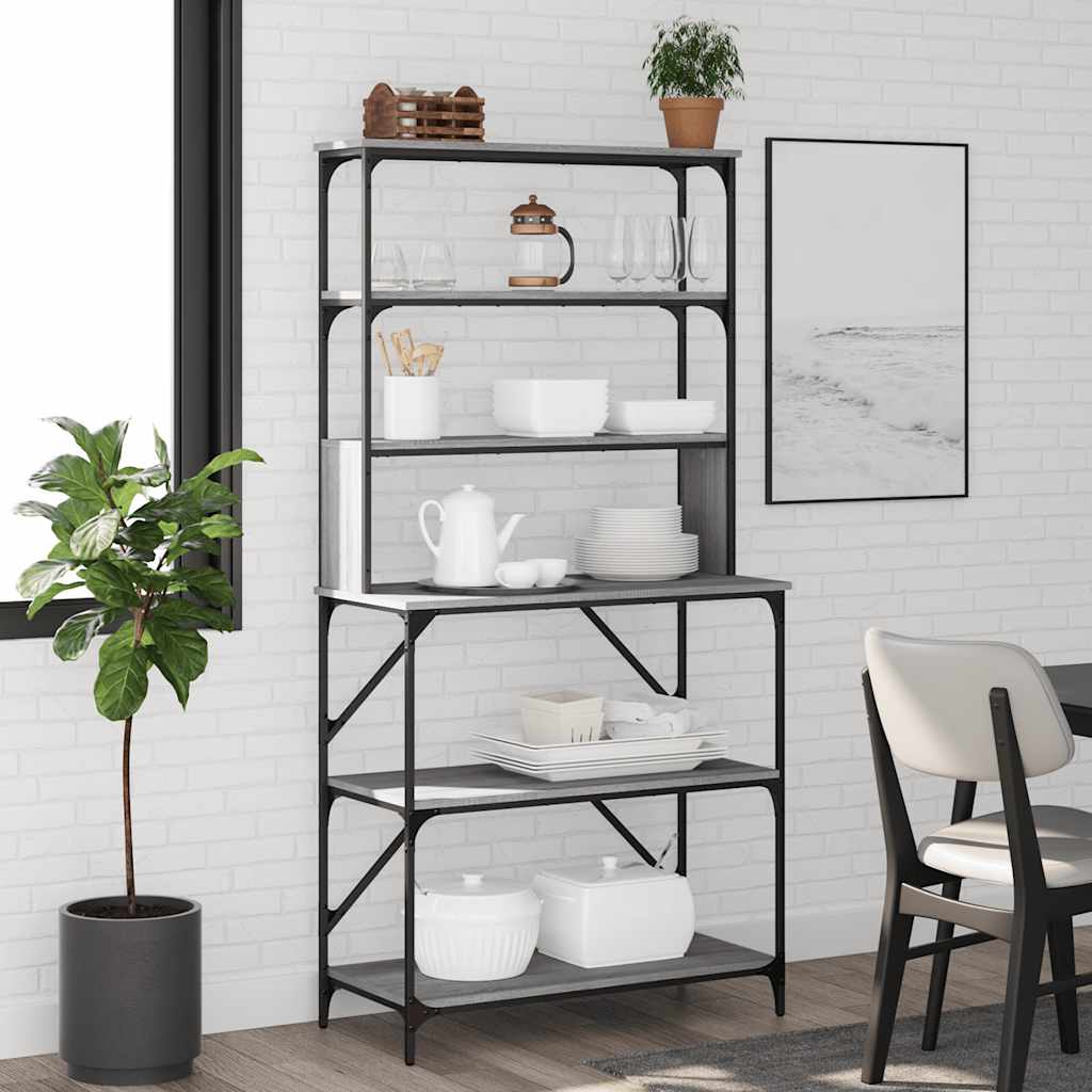 E-shop Multidom Pekársky stojan 6-poschodový sivý sonoma 90x40x180cm komp.drevo