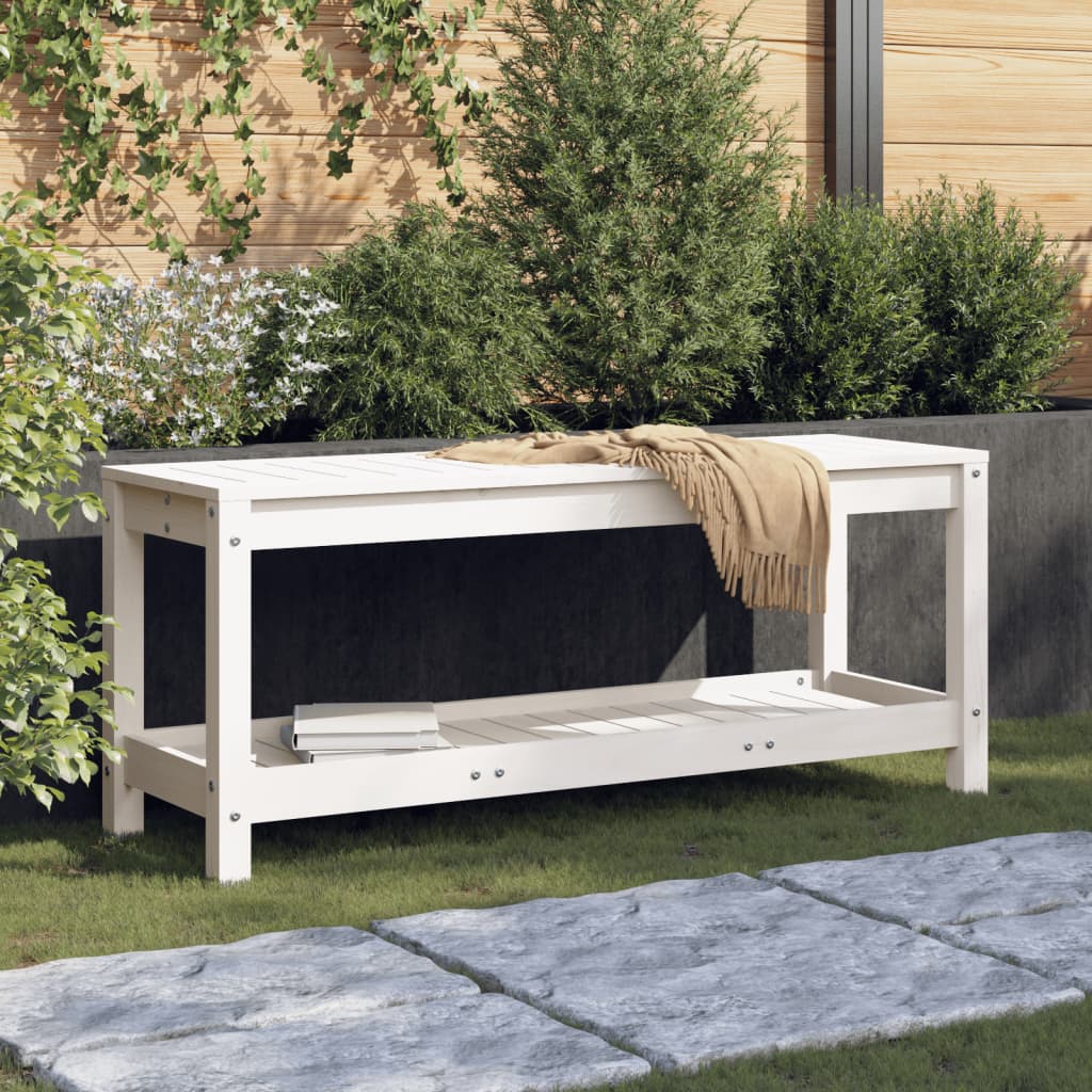 E-shop Multidom Záhradná lavica biela 108x35x45 cm masívna borovica