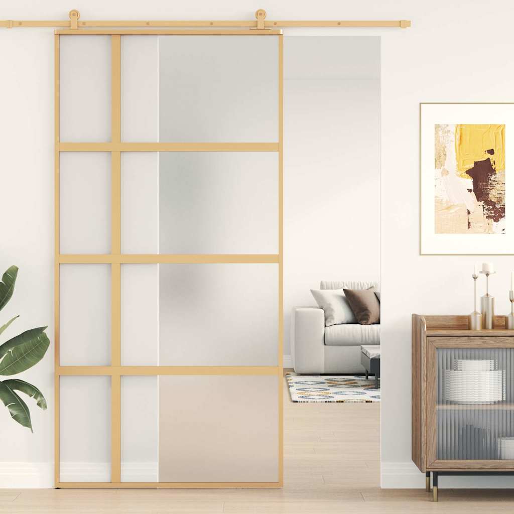 E-shop Multidom Posuvné dvere zlaté 102,5x205 cm matné ESG sklo a hliník