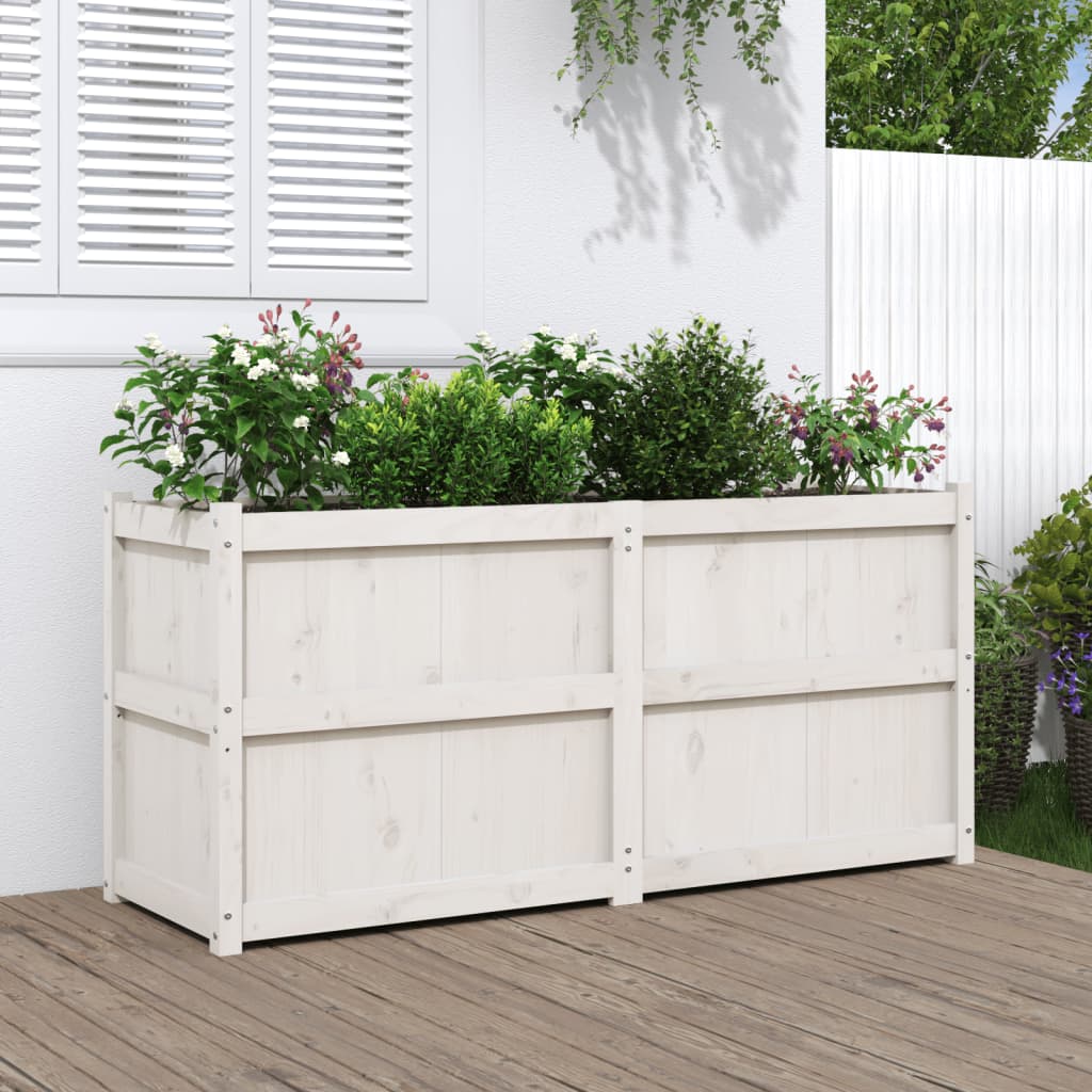 E-shop Multidom Záhradný kvetináč biely 150x50x70 cm borovicový masív