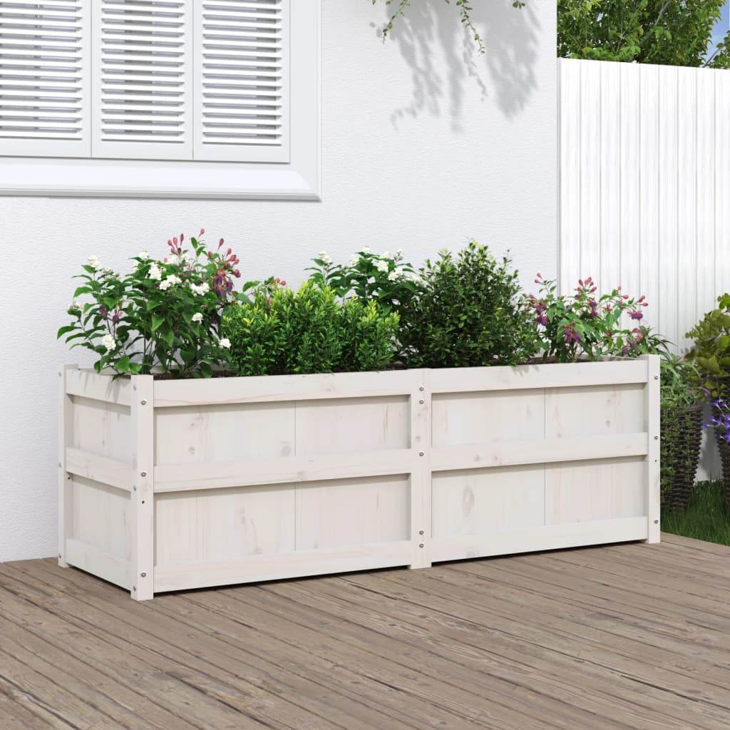 E-shop Multidom Záhradný kvetináč biely 150x50x50 cm borovicový masív