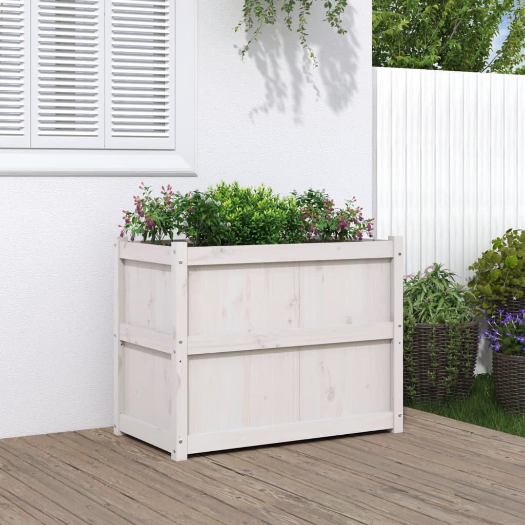 E-shop Multidom Záhradný kvetináč biely 90x50x70 cm borovicový masív