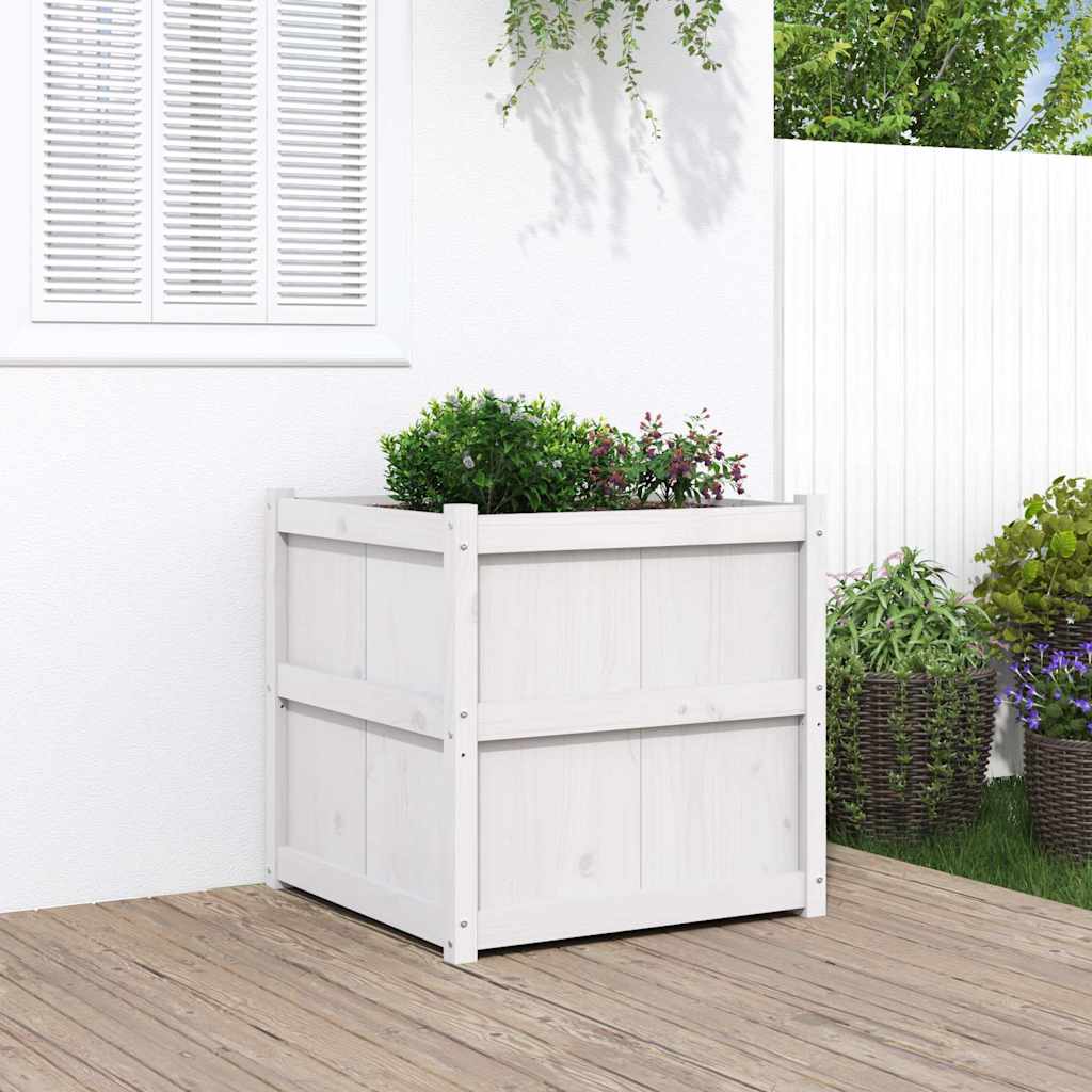 E-shop Multidom Záhradný kvetináč biely 70x70x70 cm borovicový masív