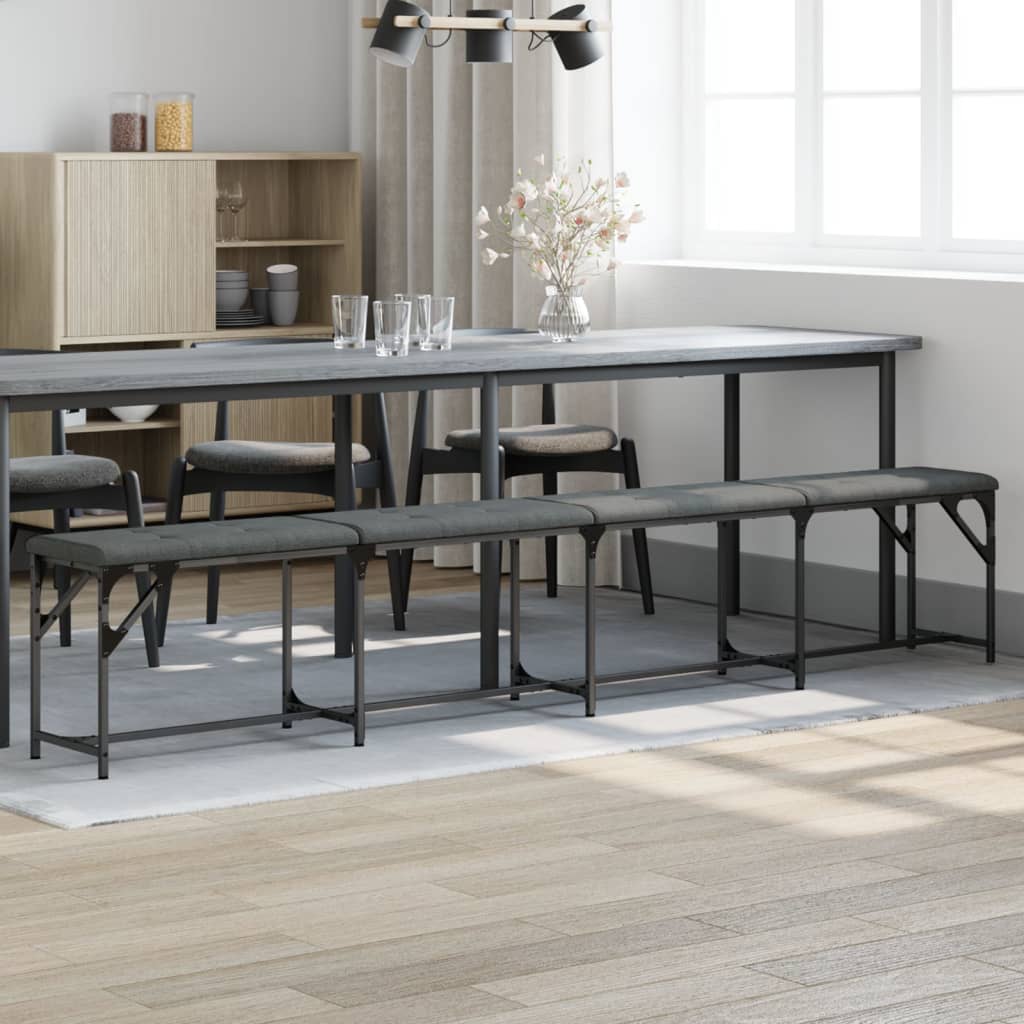 E-shop Multidom Jedálenská lavica tmavošedá 248x32x45 cm oceľ a látka