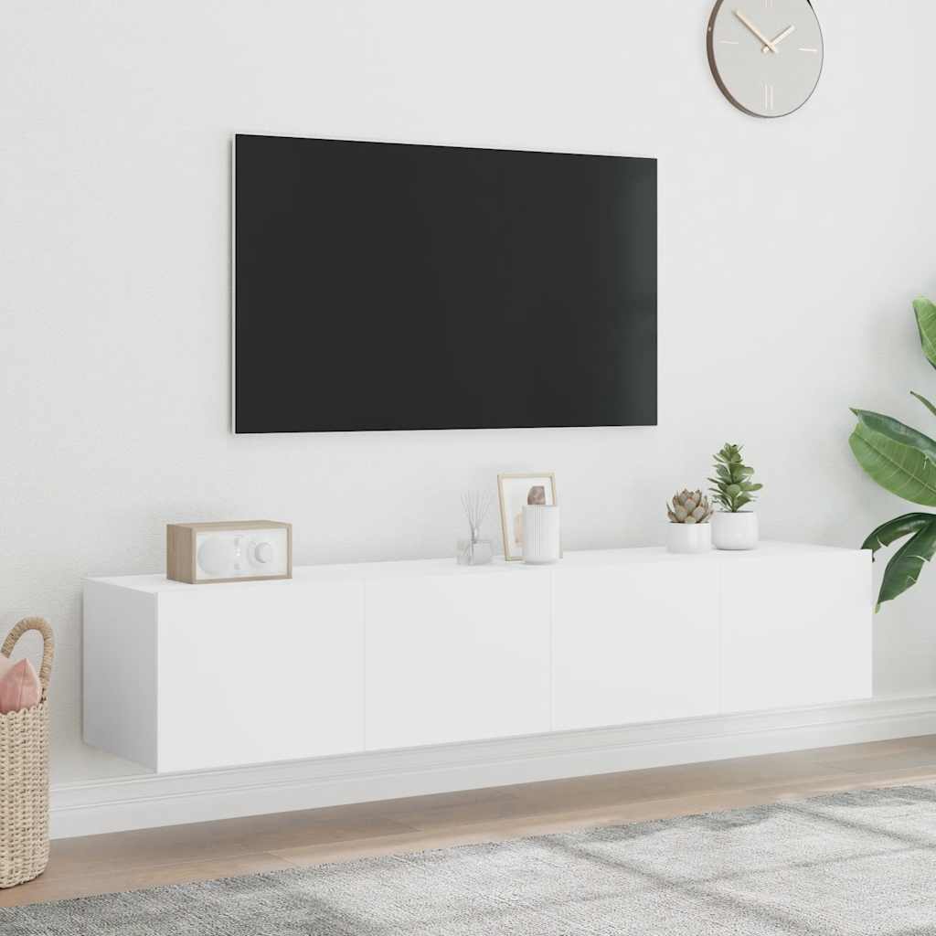 E-shop Multidom TV nástenné skrinky s LED svetlami 2 ks biele 80x35x31 cm