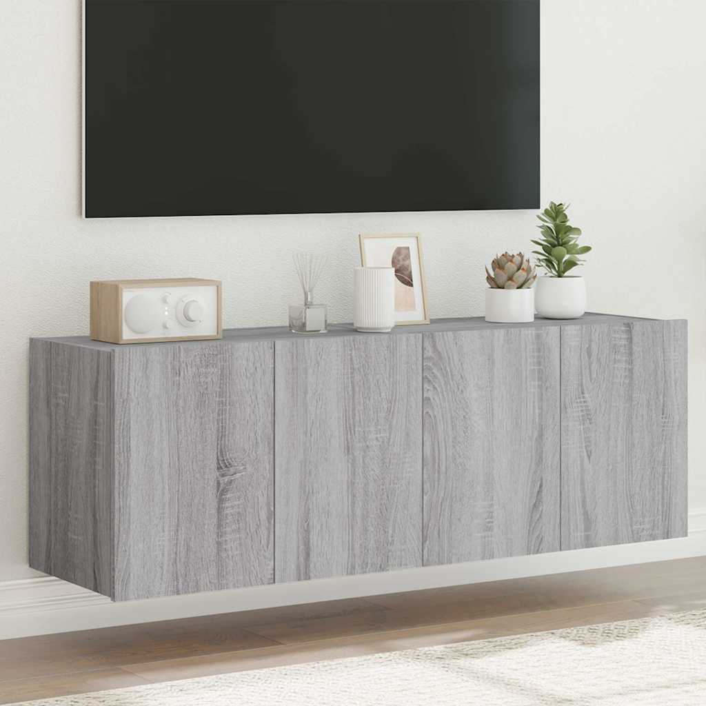 E-shop Multidom TV nástenné skrinky s LED svetlami 2 ks sivé sonoma 60x35x41 cm
