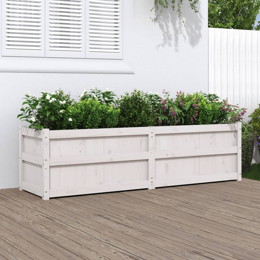 E-shop Multidom Záhradný kvetináč biely 180x50x50 cm borovicový masív