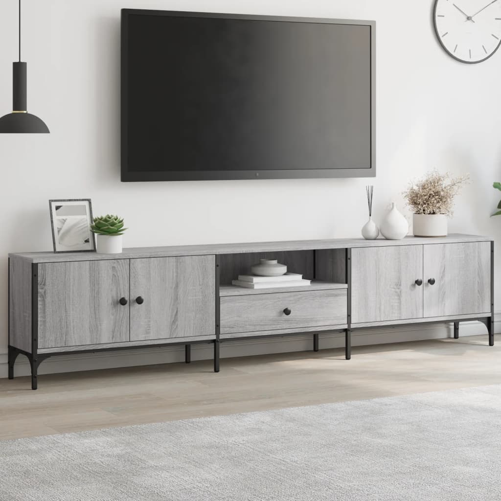 E-shop Multidom TV skrinka so zásuvkou sivá sonoma 200x25x44cm kompozitné drevo