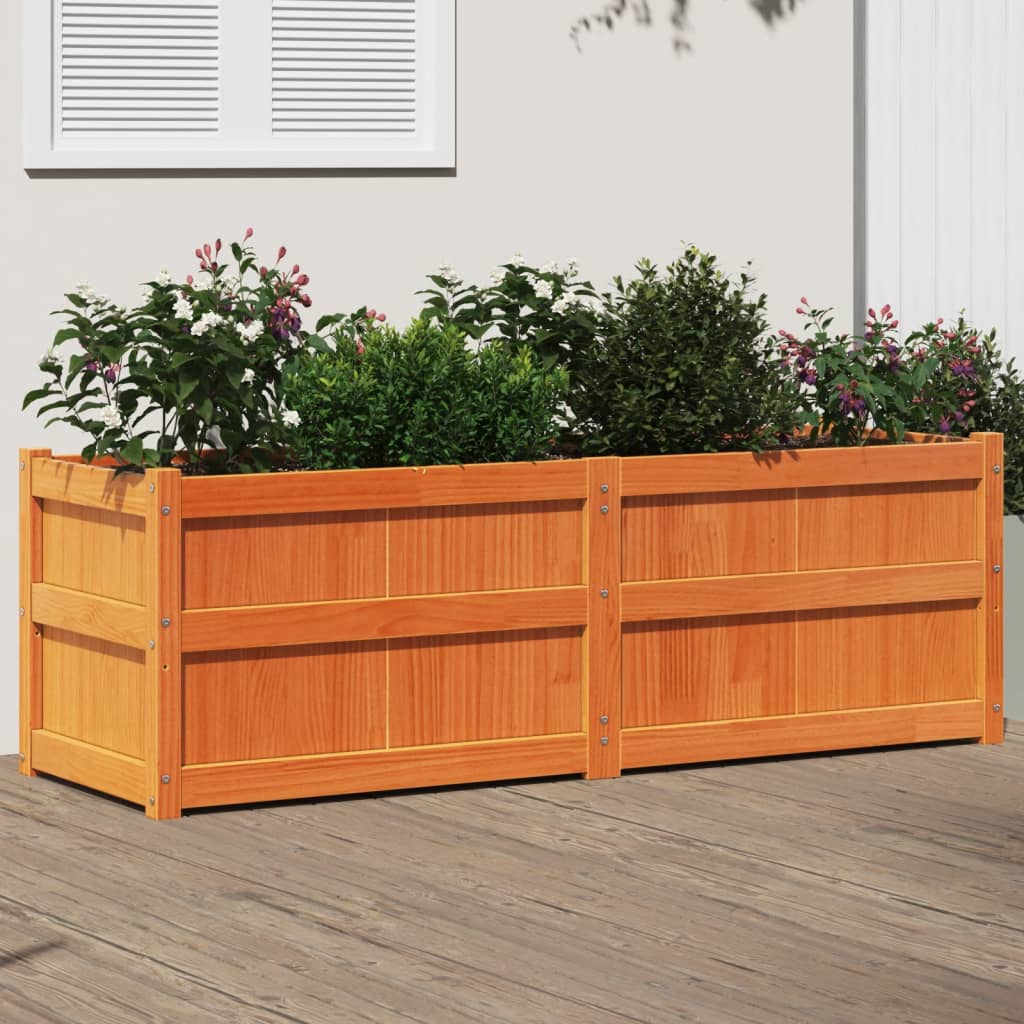 E-shop Multidom Záhradný kvetináč voskový hnedý 150x50x50 cm masívna borovica
