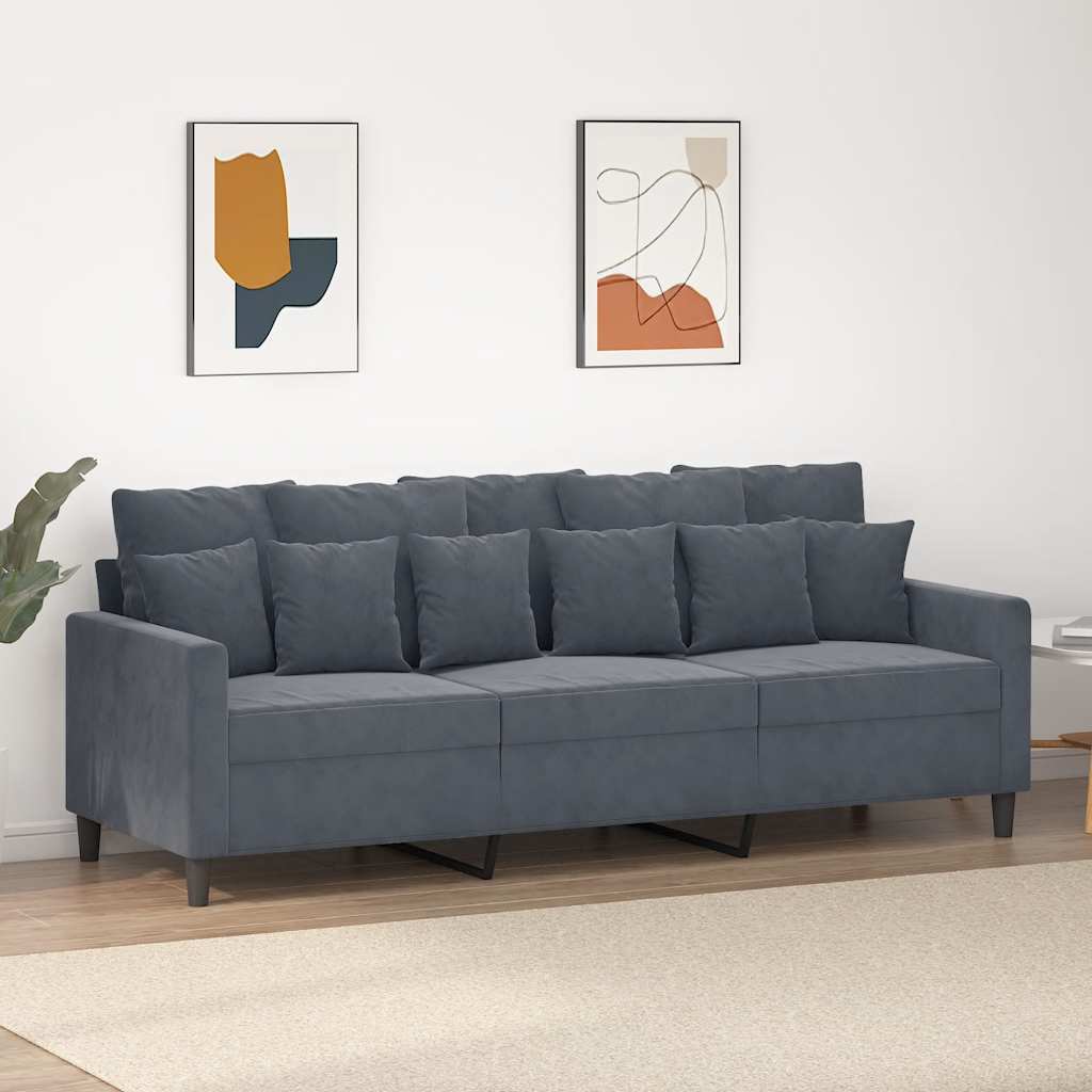 E-shop Multidom 3-miestna pohovka tmavosivá 180 cm zamat