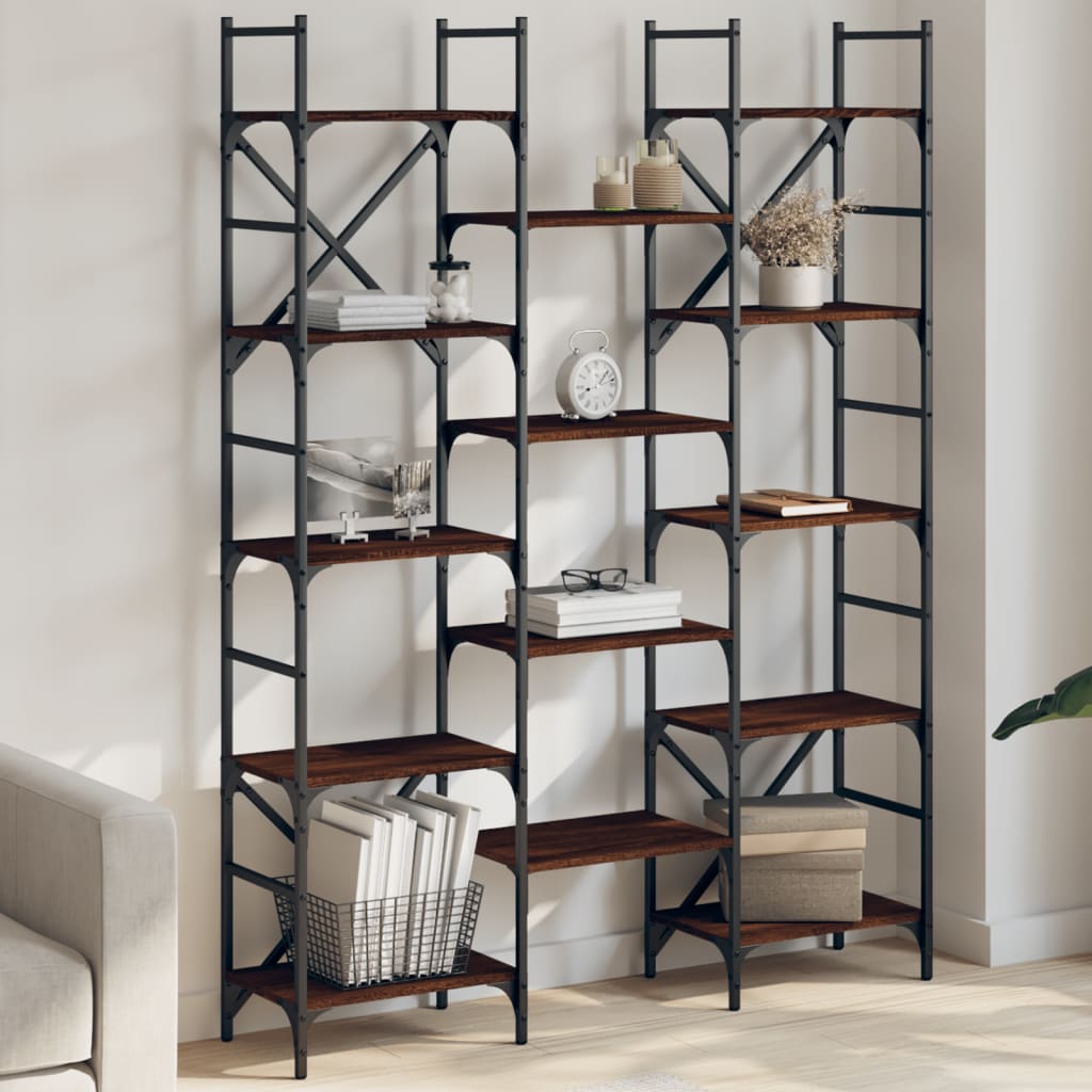 E-shop Multidom Knižnica hnedý dub 127,5x28,5x172,5 cm kompozitné drevo