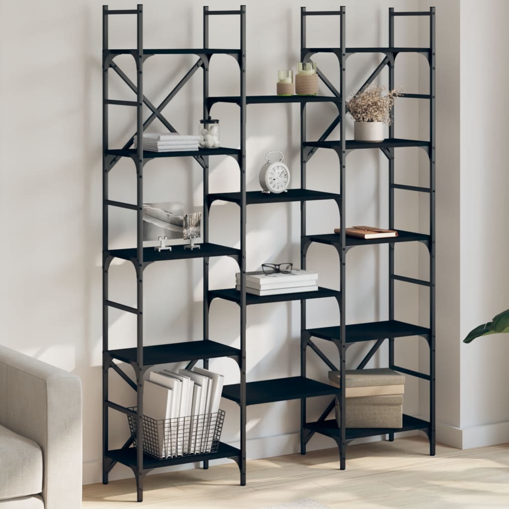 E-shop Multidom Knižnica čierna 127,5x28,5x172,5 cm kompozitné drevo