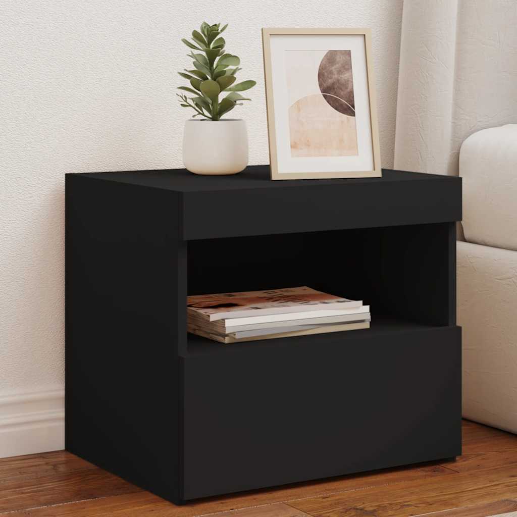 E-shop Multidom Nočné stolíky s LED svetlami 2 ks čierne 50x40x45 cm