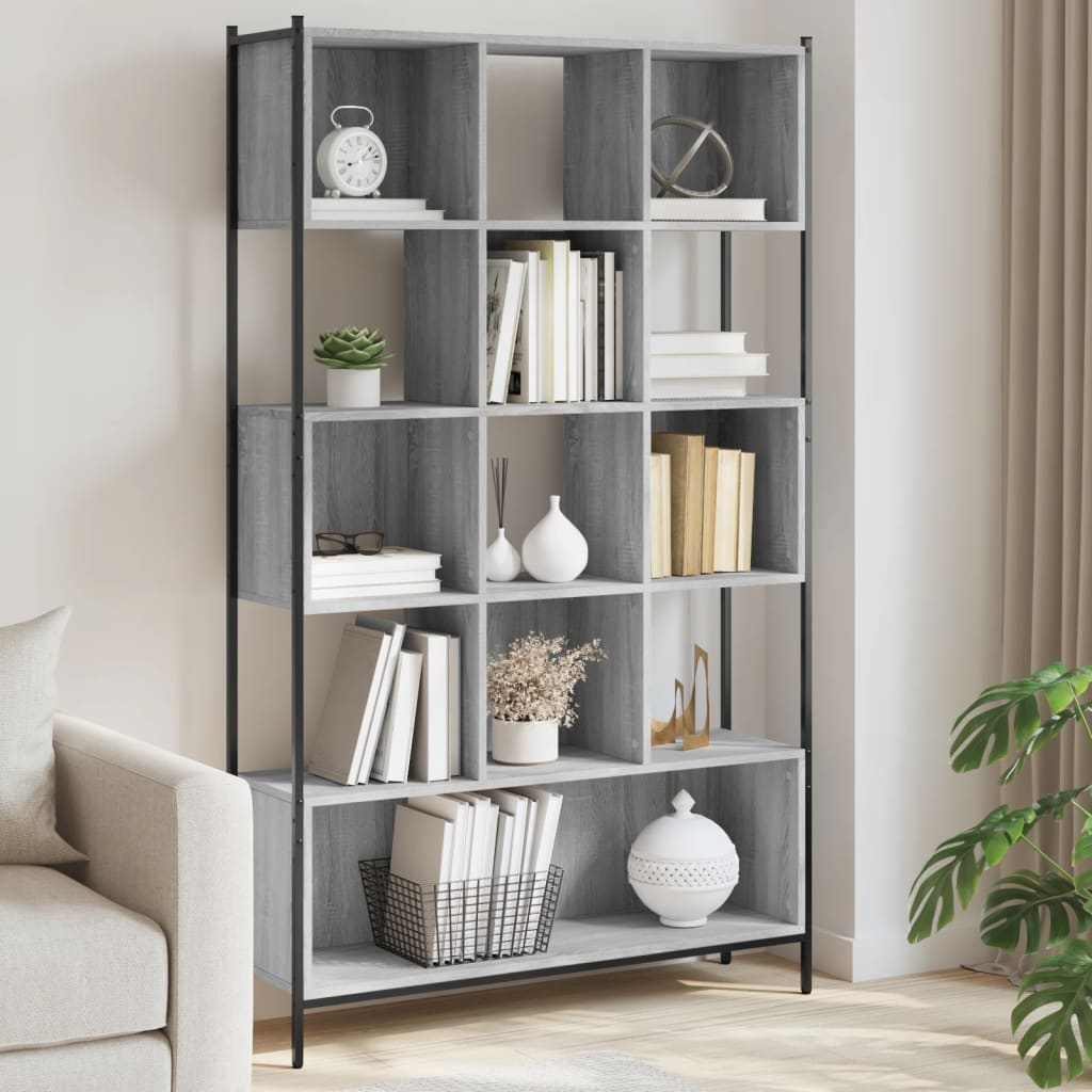 E-shop Multidom Knižnica sivá sonoma 102x28x172 cm kompozitné drevo