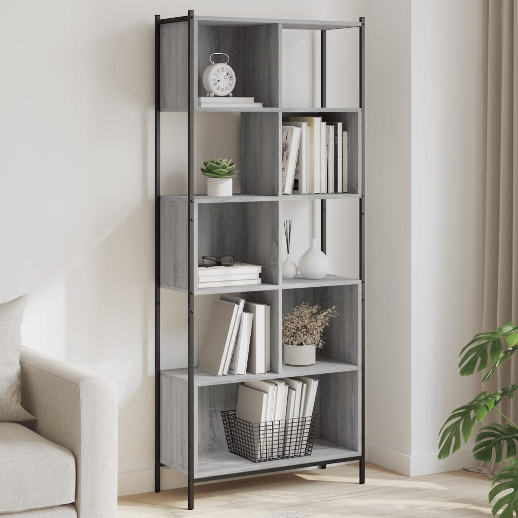 E-shop Multidom Knižnica sivá sonoma 72x28x172 cm kompozitné drevo