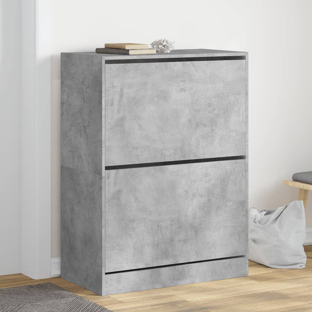 E-shop Multidom Botník s 2 výklopnými zásuvkami betónový sivý 80x42x108 cm