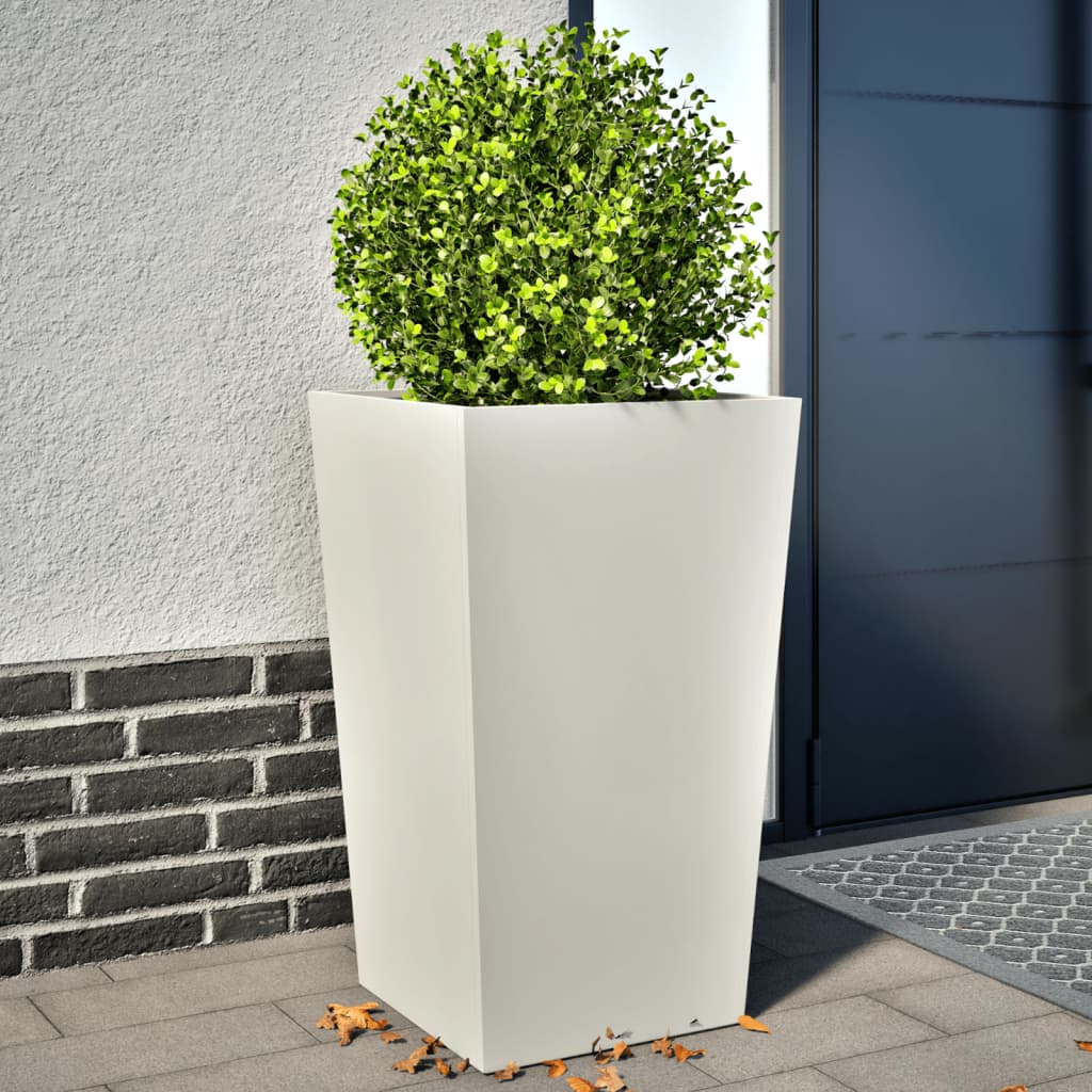 E-shop Multidom Záhradné kvetináče 2 ks, biele 45x45x75 cm, oceľ