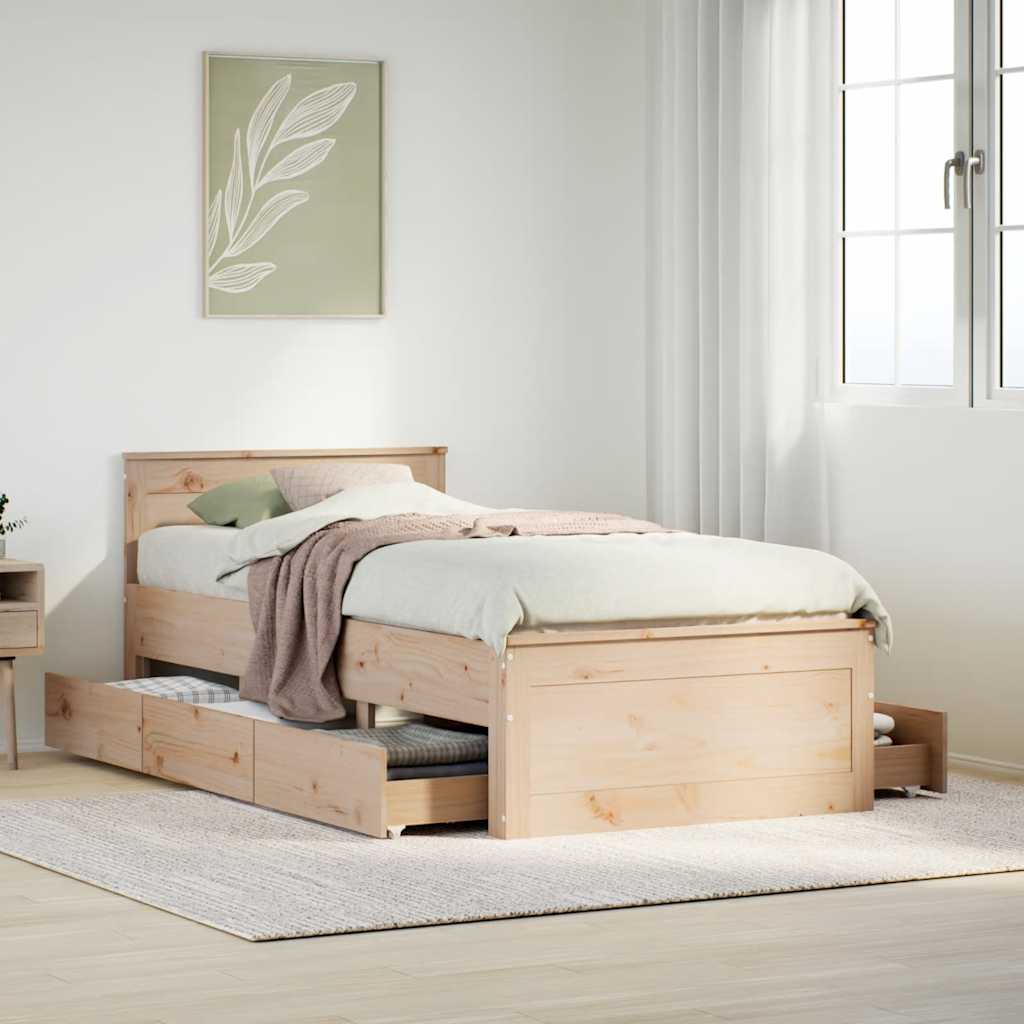 E-shop Multidom Rám postele s matracom a čelom 75x190 cm masívna borovica