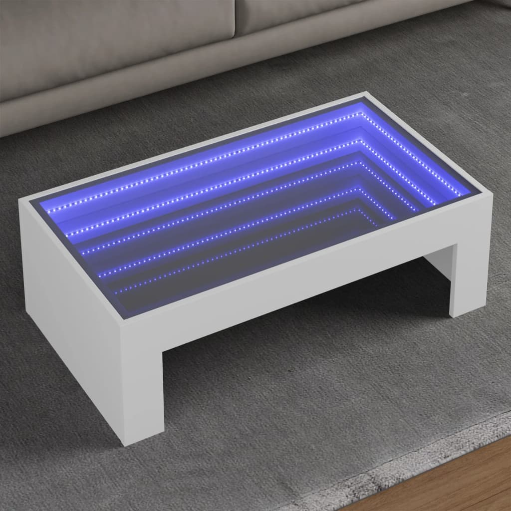 E-shop Multidom Konferenčný stolík s nekonečnými LED biely 90x50x30 cm