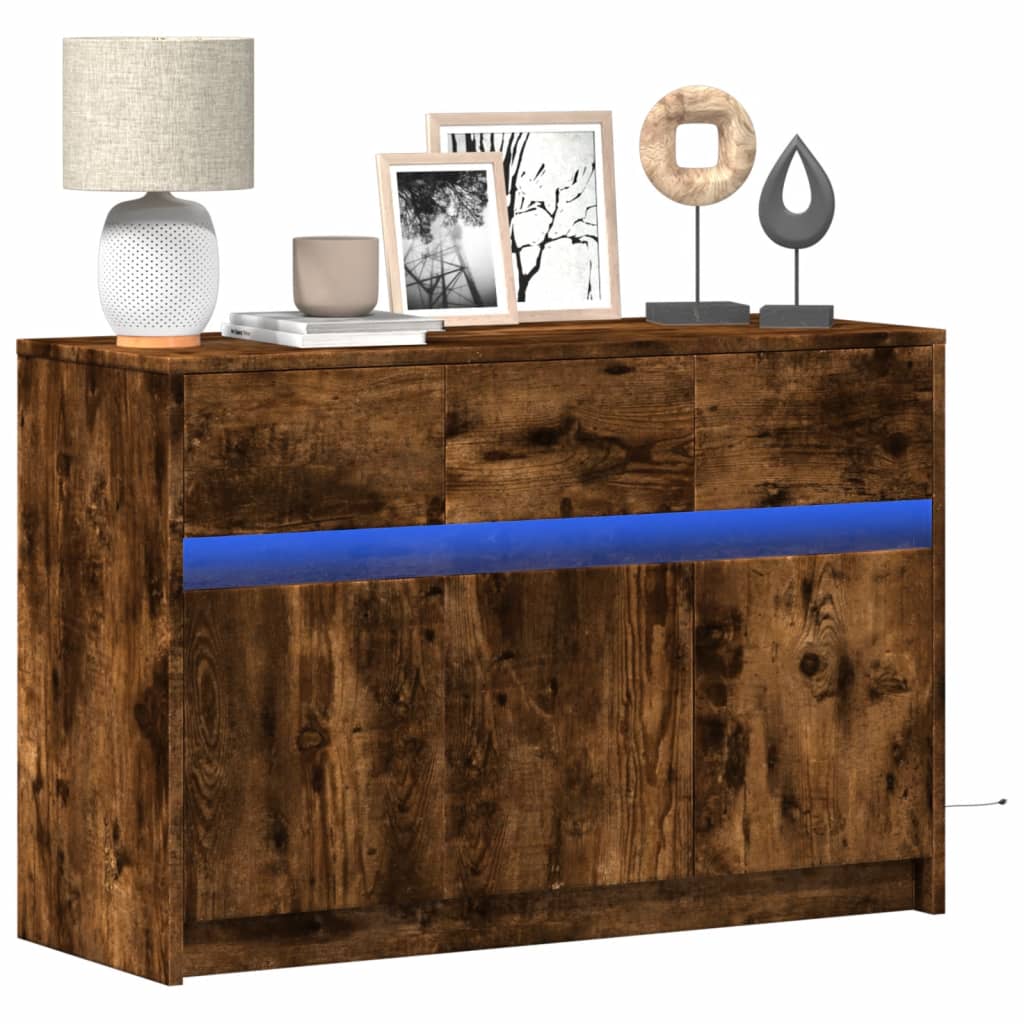 E-shop Multidom TV stolík s LED dymový dub 91x34x61 cm kompozitné drevo