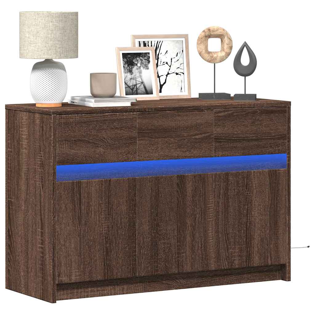 E-shop Multidom TV stolík s LED hnedý dub 91x34x61 cm kompozitné drevo