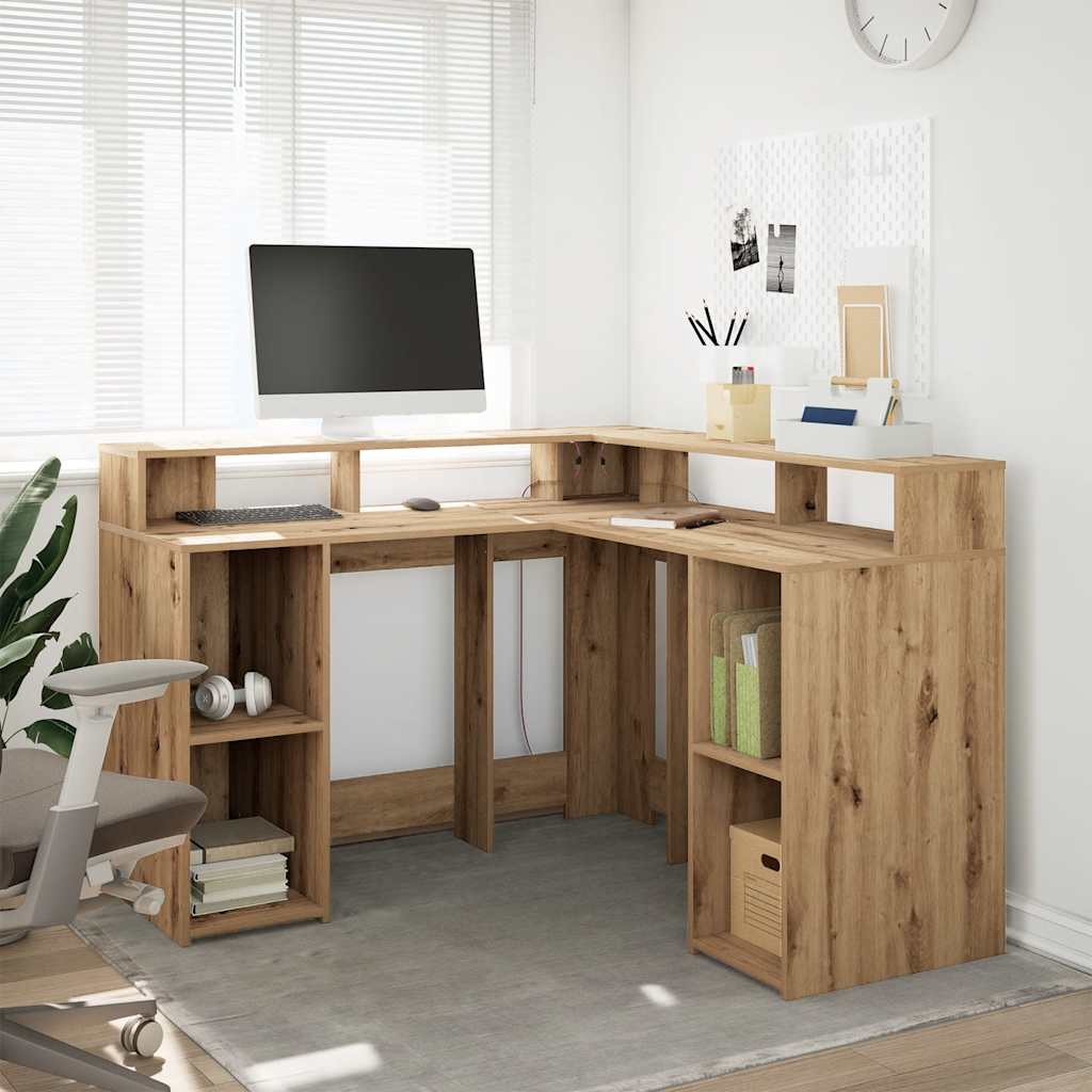 E-shop Multidom Stôl s LED svetlami dub artisian 130x130x91 cm kompozitné drevo