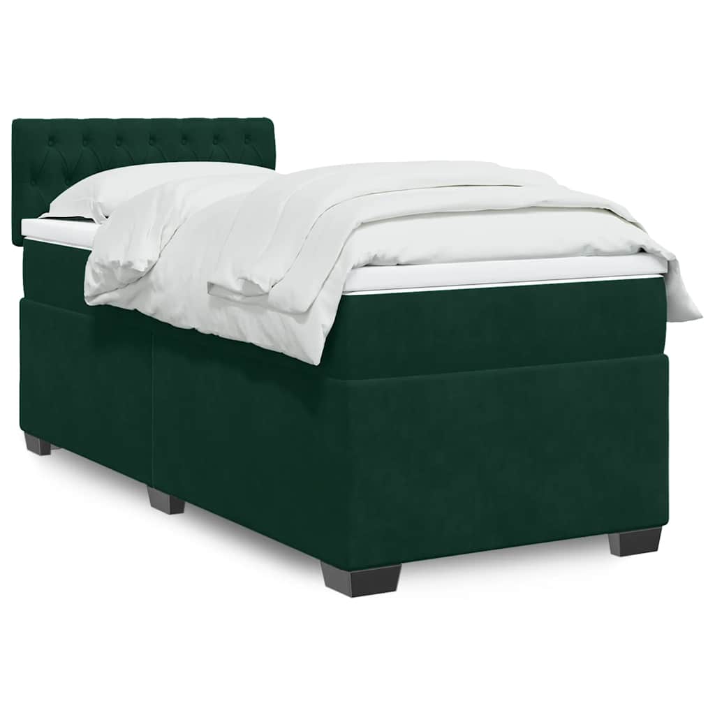 E-shop Multidom Posteľný rám boxsping s matracom tmavozelený 80x200 cm zamat