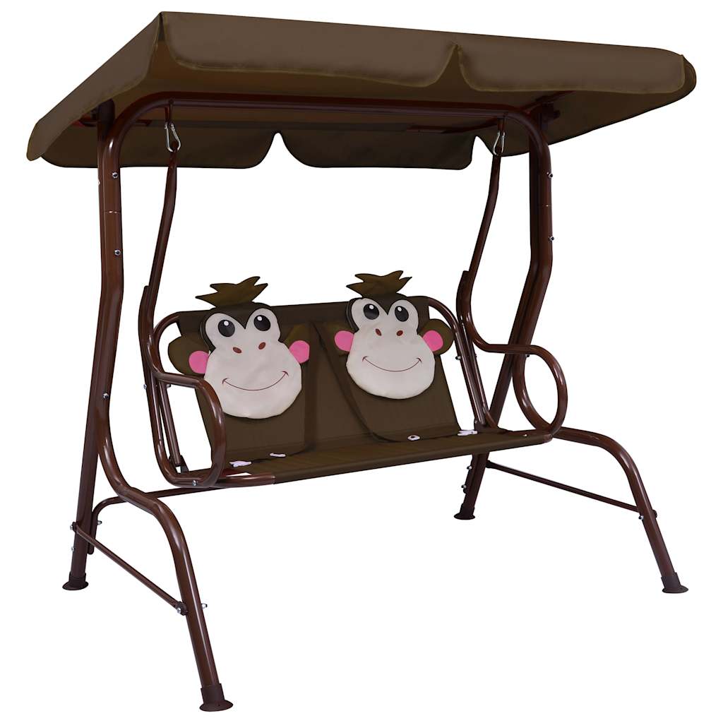 E-shop Multidom Detská hojdacia lavica hnedá 115x75x110 cm látka