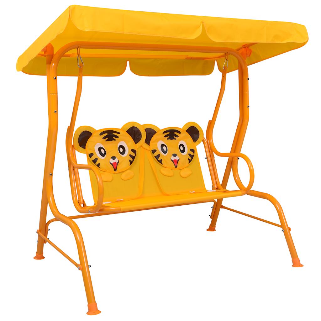 E-shop Multidom Detská hojdacia lavica žltá 115x75x110 cm látka