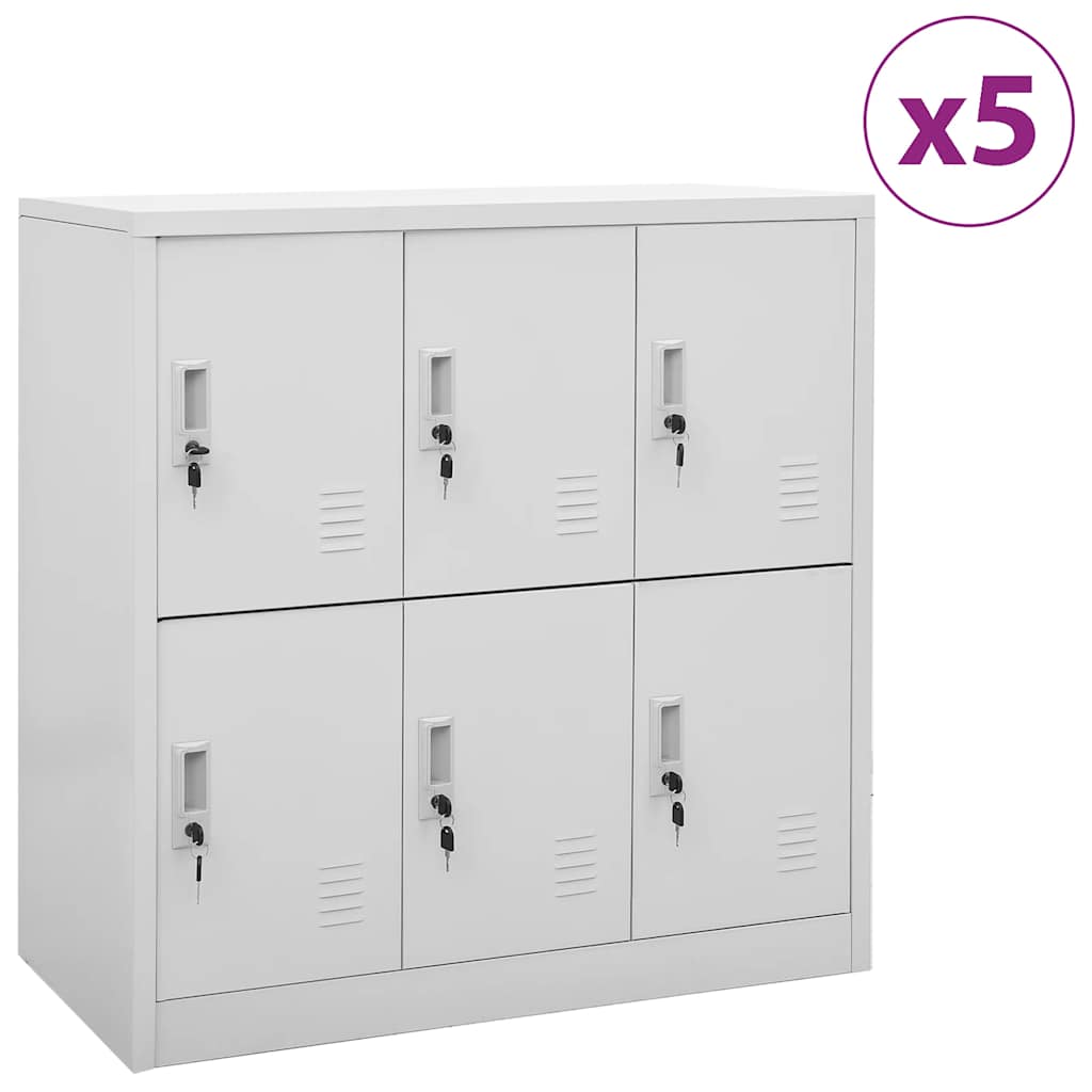 E-shop Multidom Uzamykacie skrinky 5 ks bledosivé 90x45x92,5 cm oceľové