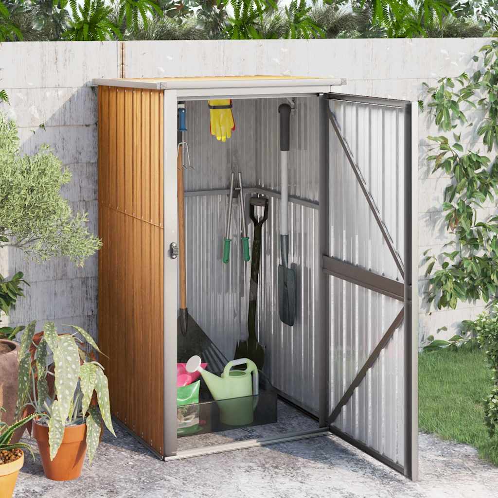 E-shop Multidom Záhradná kôlňa na náradie, hnedá 88x89x161 cm, pozinkovaná oceľ