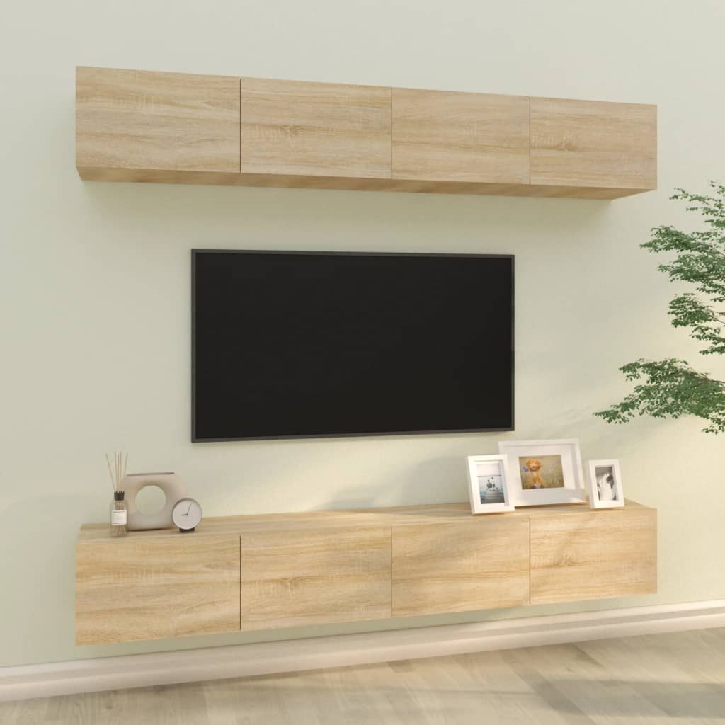 E-shop Multidom Nástenné TV skrinky 4 ks dub sonoma 100x30x30 cm
