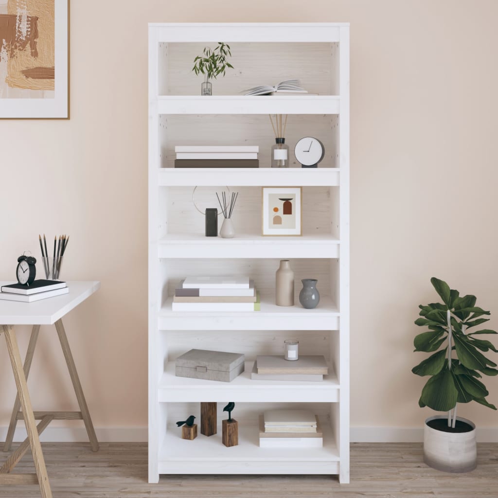 E-shop Multidom Knižnica biela 80x35x183 cm masívna borovica