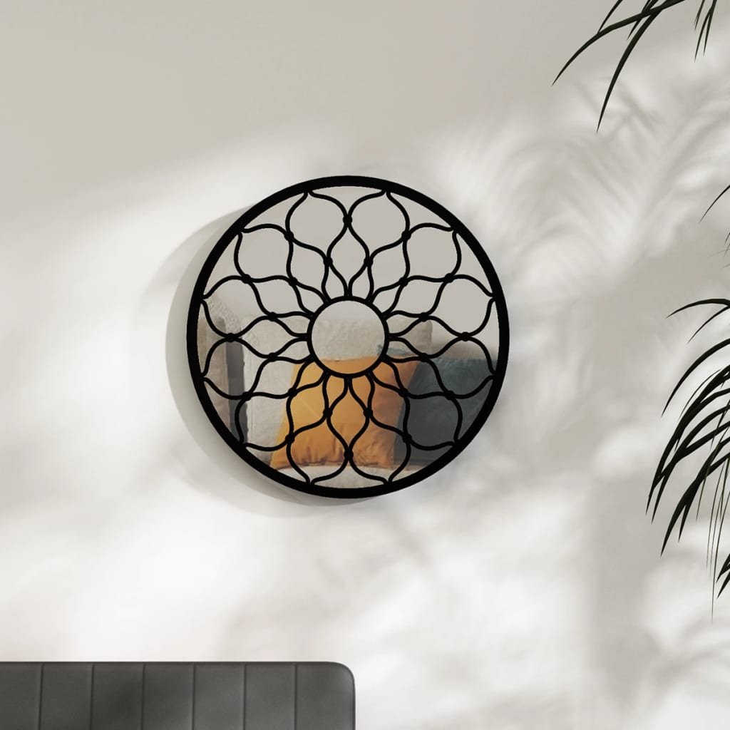 E-shop Multidom Zrkadlo čierne 60x3 cm železo okrúhle interiérové